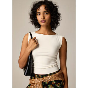 J Crew Refined Rib Shell Tank Top XL White NWT Cream Blouse Shirt CC983 J.Crew